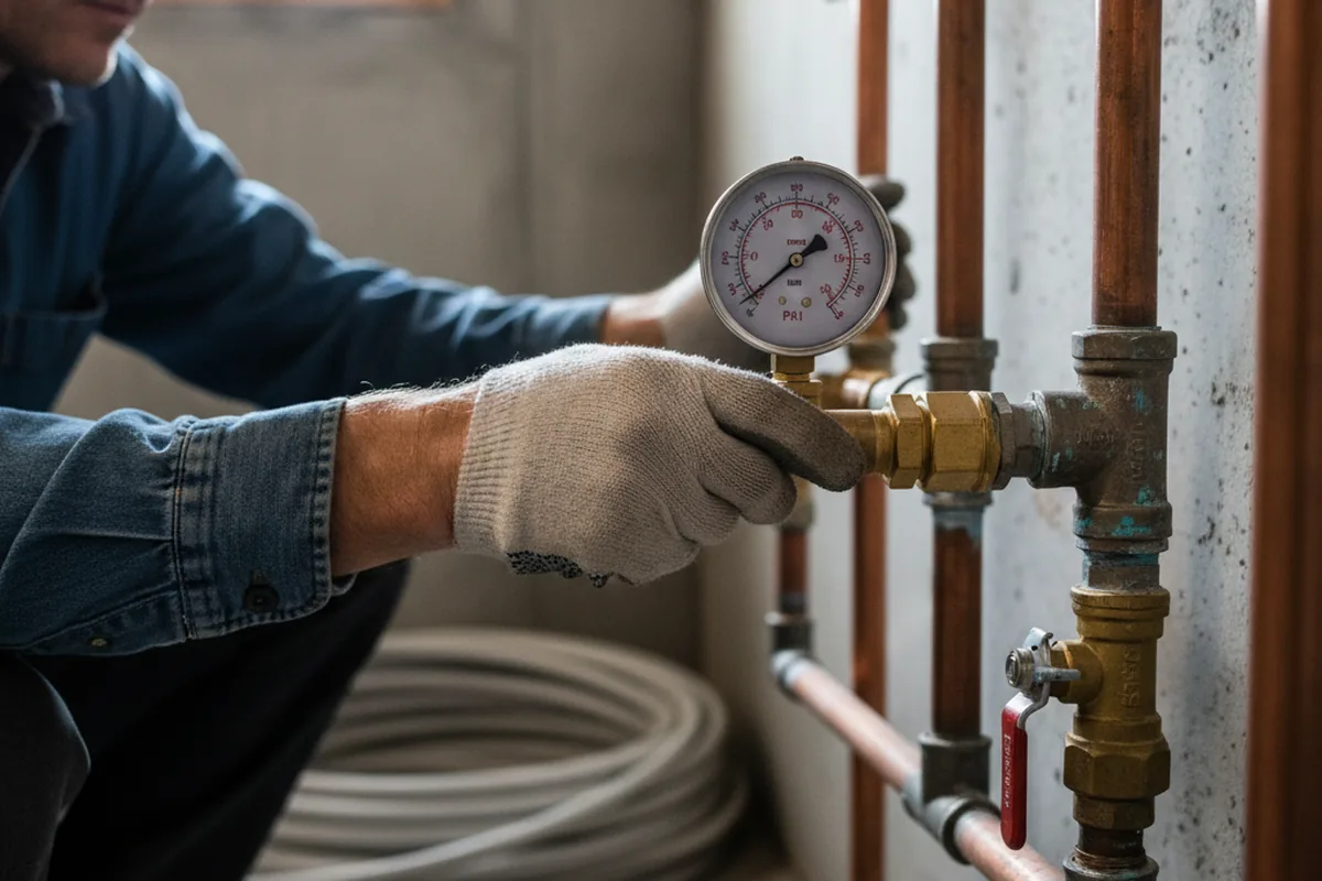 Pressure testing a repaired line during Water Line Repair in Townville